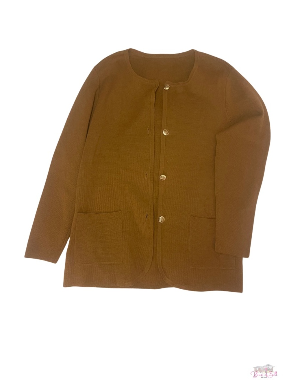 Old Money Aesthetic Khaki Knit Cardigan Gold Buttons Pocketed